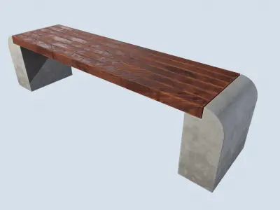 Street bench low poly pbr game ready 3d model Free low-poly 3D model