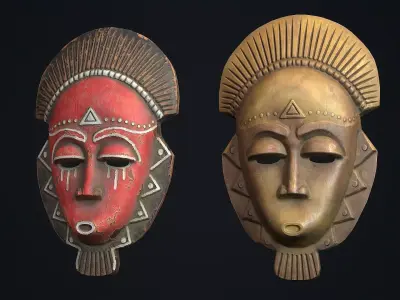 African mask 3 Low-poly 3D model