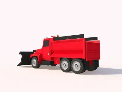 Cartoon Low Poly Snow Truck Vehicle 3D model