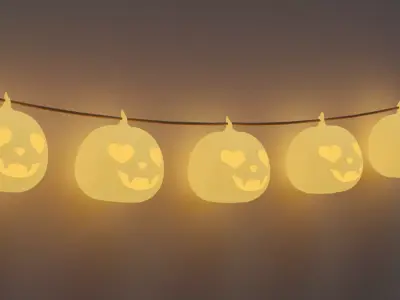 Halloween pumpkin garland Low-poly 3D model