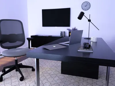 Office Scene Low-poly 3D model