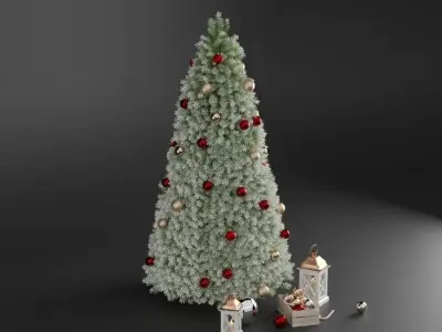  Christmas tree with decor 3D model