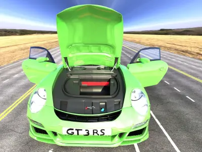 Rigged Porsche Gt3rs Low-poly 3D model