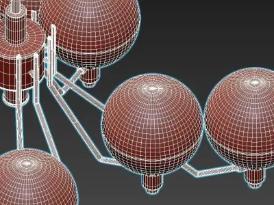 tummm modern chandelier with brass and glass globes 3D model