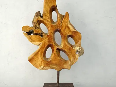 Teak Wood Table Top Decoration 3D model