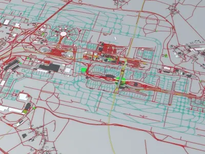 Paris Charles De Gaulle CDG Roissy Airport Roads Buildings PT 3D model