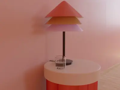 bedside table and lamp 3D model