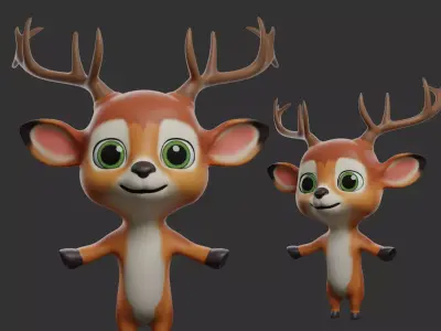 Deer Cartoon Low-poly 3D model