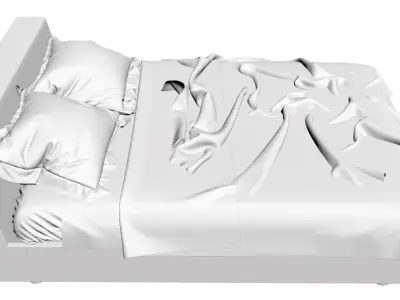 Yellow and grey bed linen 3D model