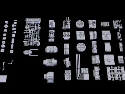 Scifi Greeble Kitbash 3D model from CGTrader