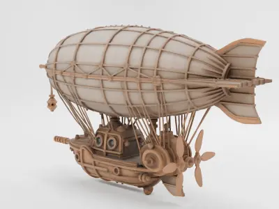 Steampunk Vehicle Kit stylized Low-poly 3D model
