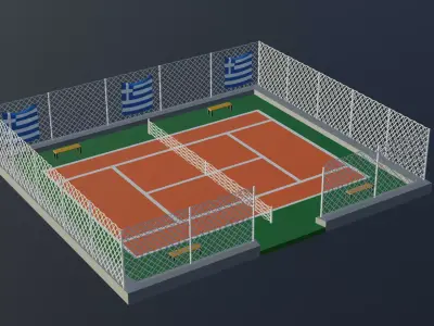 Tennis Court - Greece Low-poly 3D model
