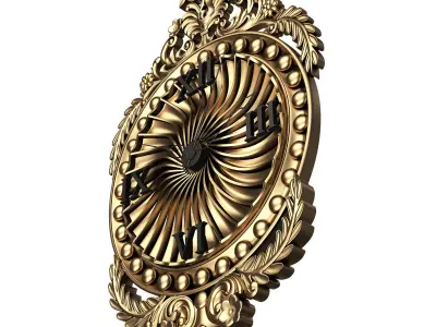 Classic Wall Clock 011 Gold Low-poly 3D model