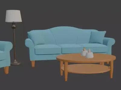 Cartoon style sofa set 3D model order