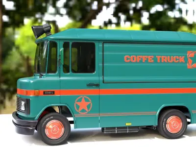 Mercedes 508 L Coffe Truck Low-poly 3D model