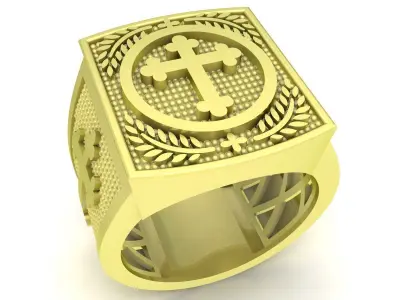 Christian Cross Gold Ring Jewelry 3D Model  3754 3D print model