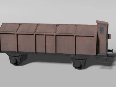 Old German lidded railcar 3D model