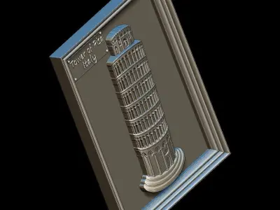 Leaning Tower of Pisa Panno STL File for CNC Relief engraving 3D model