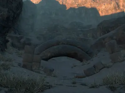 Old Temple Scene Low-poly 3D model