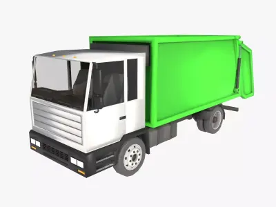 garbage truck Low-poly 3D model