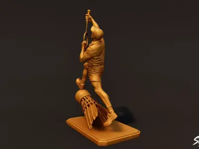Golden Badminton Statue Low-poly 3D model