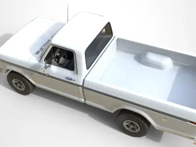Ford Classic F100 pickup 1976 New White Low-poly 3D model