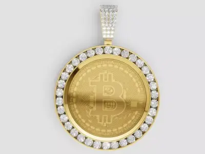 Bitcoin Diamond Pendant 3D Model 3DM  STL 21K Gold Design 3D print model