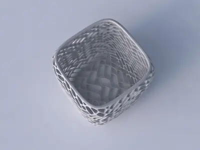 Vase quadratic stumpy with lattice tiles 3D print model
