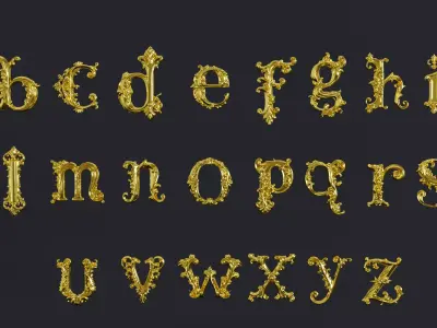 a-z One Sided BaroqueStyleLowerCaseLetters03 3D model
