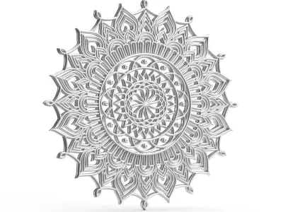 Silver coloured mandala renewed  3D model