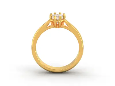 D-1192 gold engagement ring with oval cut diamond 3D print model