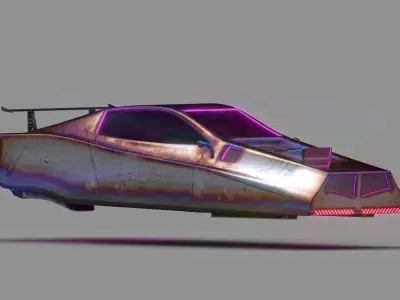 Scifi cyberpunk car Low-poly 3D model