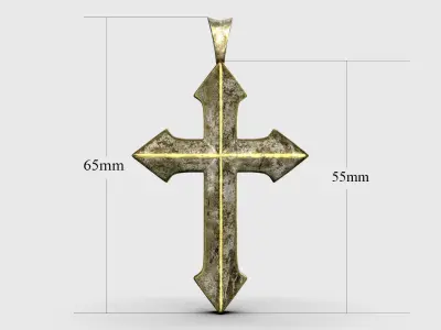 High-Poly Brass silvering Arrow-shaped cross 3D model