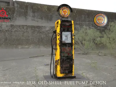  OLD SHELL GASOLINE PUMP DESIGN Low-poly 3D model