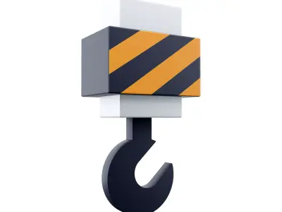 Crane hook cartoon icon 3D model