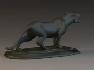tiger bronze stone city sculpture Bronze Tiger Sculpture 3D model