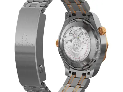 Omega Seamaster Diver 300M gold on steel 3D model