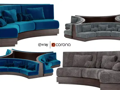 Booth Seating Round Sofa for Luxury Restaurant Lounge Cafe  3D model