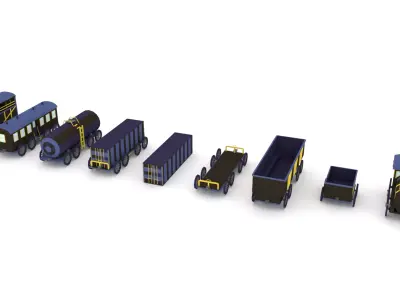 Low-Poly Cartoon Train Pack Free low-poly 3D model