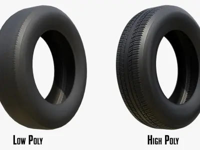 Tire Low Poly more Bonus PBR Option Textures Low-poly 3D model