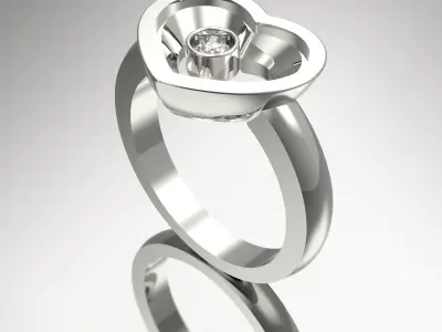 Luxury Heart Ring with glass Diamond 3mm Chopard 3D print model