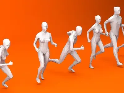6 Running People Minimalist Low-poly 3D model