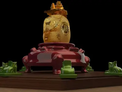 Chinese money bag  with yuan bao 3D model