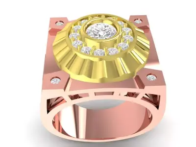 Luxury Bezel Round Signet Ring Jewelry Design  3712 3D print model