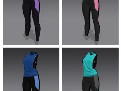 Female Sports Outfit Low-poly 3D model