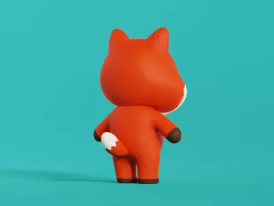 Fox Cartoon Character Chibi Kawaii Low-poly 3D model