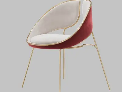 Hyoku Contemporary Design Red Dining Chair 3D model