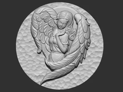 angel gold medallion with 3D print model