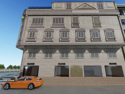building with car Low-poly 3D model