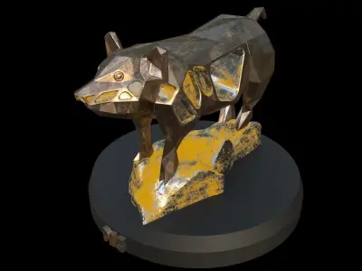 Steampunk Pig Rock Low-poly 3D model